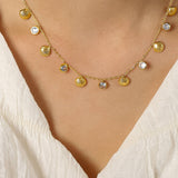 Sylvain 18K Gold Non-Tarnish CZ Shell Charm Necklace: Yellow Gold