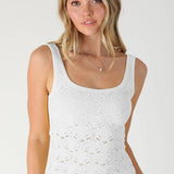 Floral Textured Lace Tank  Chocolate