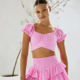 Tie Back Crop Top - Hot Pink