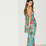 Strapless Tie Back Maxi Dress - Botanic Isle Print