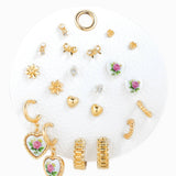Ceramic Heart Mix Variety Earring Set of 10: Blue