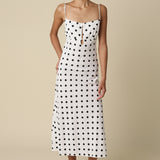 Polka Dot Midi Dress With Open Back - White and Black