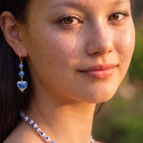 Drop Ceramic Ball Heart Earrings: Blue