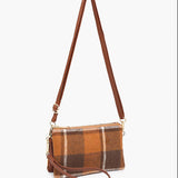 Riley Convertible Cross Body Purse, Wristlet or Clutch - Plaid Beige