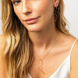 Brass Wire Lightning Hoop Earrings