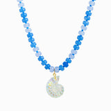 Beach Mode Coastal Blue Tide Spiral Shell Beaded Necklace