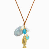 Beach Mode Coastal Mermaid Treasure Mix Charm Cord Necklace