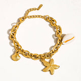 Aspen 18K Gold Non-Tarnish Stars & Shells Chain Bracelet: Yellow Gold