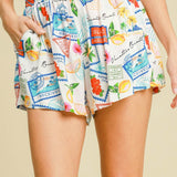 Hawaii Postcards Camp Shorts  - White / Multi