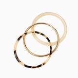 3 Set Leopard Marble Metal Stackable Bangle: Brown