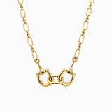 Double Horsebit Knot Chain Necklace: Gold