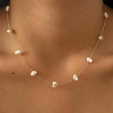 Ida 18K Non-Tarnish Petite Pearl Necklace: Yellow Gold
