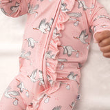 Convertible Zip Pajamas - Baby Girl Pink Storks