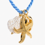 Blue Rope Starfish Shell Charm Necklace