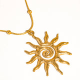 Taiyo 18K Gold Non-Tarnish Boho Sun Necklace: Yellow Gold
