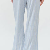 Striped Wide Leg Pants - Taupe and White