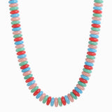Multi Color Wide Marble Beaded Necklace: Dark Multi