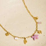 Anya 18K Gold Non-Tarnish Starts and Palm Charm Necklace: Purple