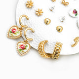 Ceramic Heart Mix Variety Earring Set of 10: Blue