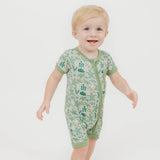 Save the Sea Turtles Bamboo Baby Shortie Romper: Green