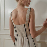 Sleeveless Smocked Halter Top: NATURAL / S-M-L (3-2-1)