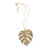 Brass Monstera Leaf Pendant Necklace