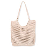 Macrame Cotton Scoop Tote  - Beige