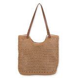 Macrame Cotton Scoop Tote  - Tan