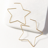 Brass Wire Star Hoop Earrings
