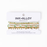 Ella Bracelet Stack of 5 Mint + Gold