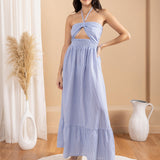 Thin Stripes Light Blue Cotton Dress