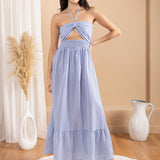 Thin Stripes Light Blue Cotton Dress