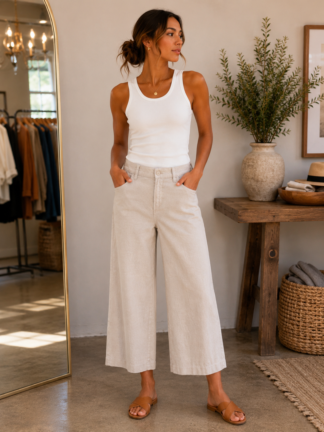 Anabelle Wide Leg Pant  - Pampas