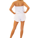 Cora White Strapless Cotton Romper