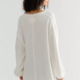 We The Free Montreal Oversized Thermal Henley Clean Ivory