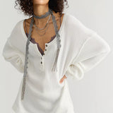 We The Free Montreal Oversized Thermal Henley Clean Ivory