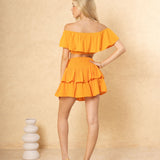 Orange Cotton Mini Skirt