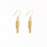Sally fish dimensional dangle earrings brass
