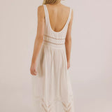 Voile and Lace Midi Slip Dress Ivory Combo