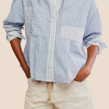 Annie Babydoll — Blue Ivory Stripe Combo