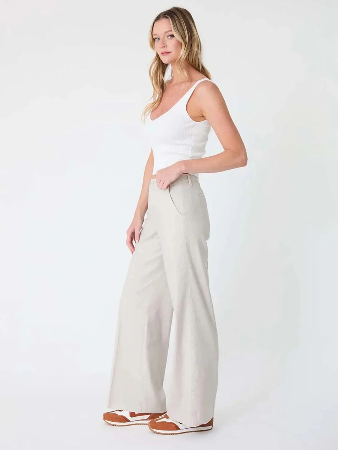Tallulah Wide Leg Pants - Pampas Beige