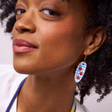 Danielle Oval Ceramic Earrings With Tomatoes + Blue Plaid