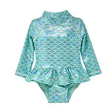 UPF 50+ Alissa Infant Ruffle Rash Guard Swimsuit - Fairy Tale Scales