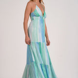 Striped Maxi Dress- With Open Back