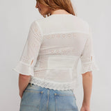 Salone Eyelet Top by Free People - Clean Ivory