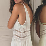 Voile and Lace Midi Slip Dress Ivory Combo