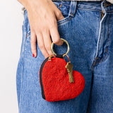 Mary Puffy Heart Seed Bead Coin Purse Red