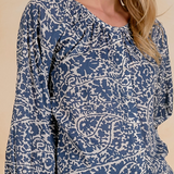Floral Button Down Shirt - Navy Nomadia