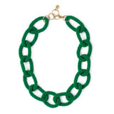 Jenna Chain Link Beaded Necklace Kelly Green