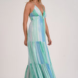 Striped Maxi Dress- With Open Back